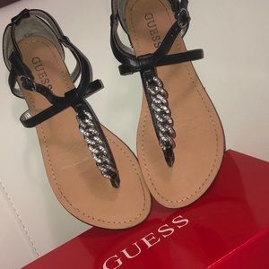 Guess Women’s Rhinestone Chain Trim Sandles